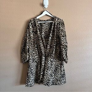 City Chic Faux Wrap Leopard Print Top Size 24